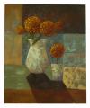 Detail produktu - Obraz - olej na plátně - kytice oranžových hortensií - 50x60 cm