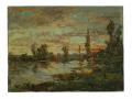Detail produktu - Obraz - olej na plátně - západ slunce u jezera - 40x30 cm